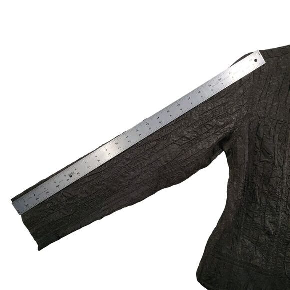 Chico's Lightweight Crop Jacket Size 0 (S/4) Brown Crinkled Textured Metallic - Picture 12 of 13